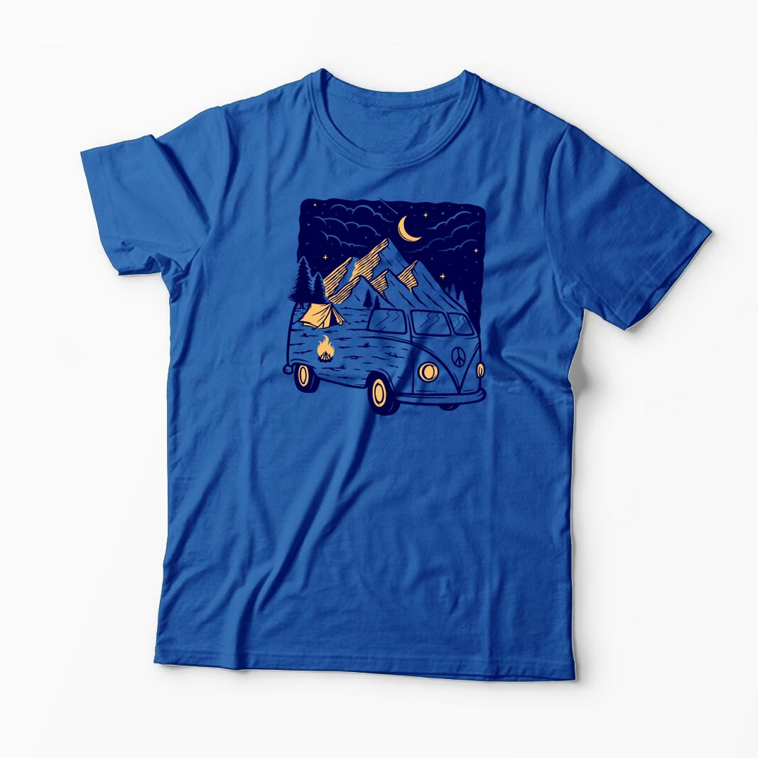 Tricou Personalizat VW T1 Rulotă Munți - Bărbați-Albastru Regal