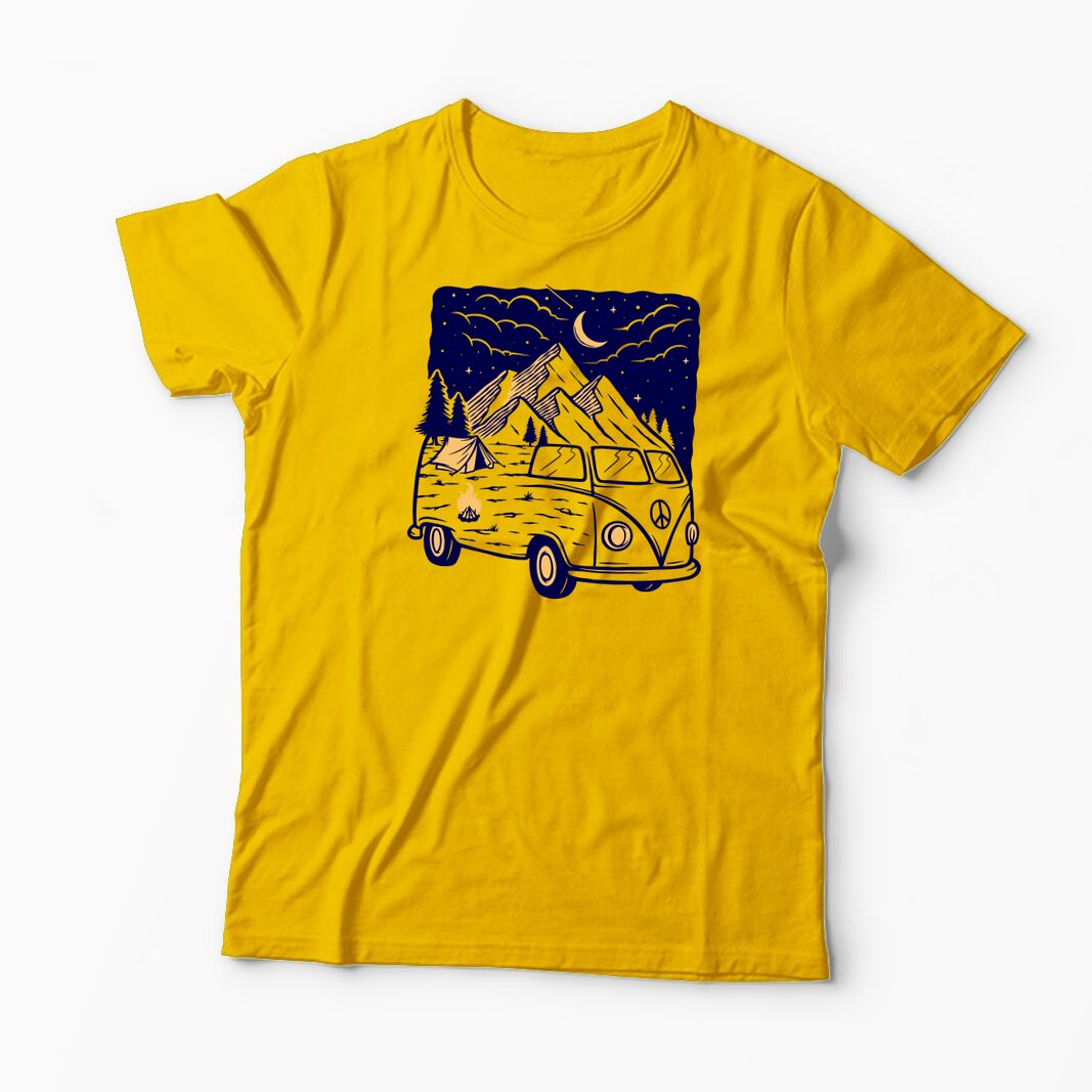 Tricou Personalizat VW T1 Rulotă Munți - Bărbați-Galben