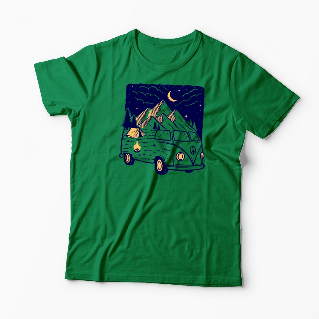 Tricou Personalizat VW T1 Rulotă Munți - Bărbați-Verde
