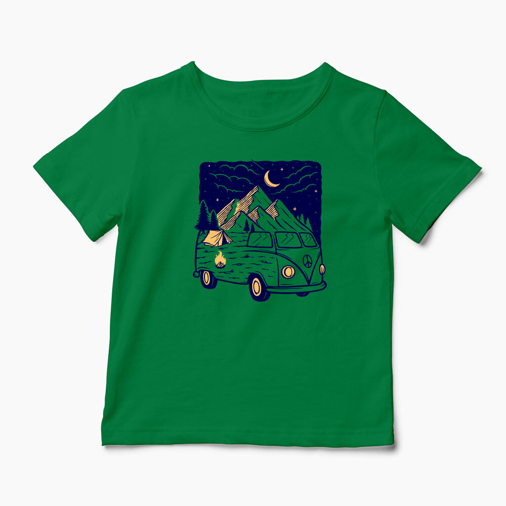Tricou Personalizat VW T1 Rulotă Munți - Copii-Verde
