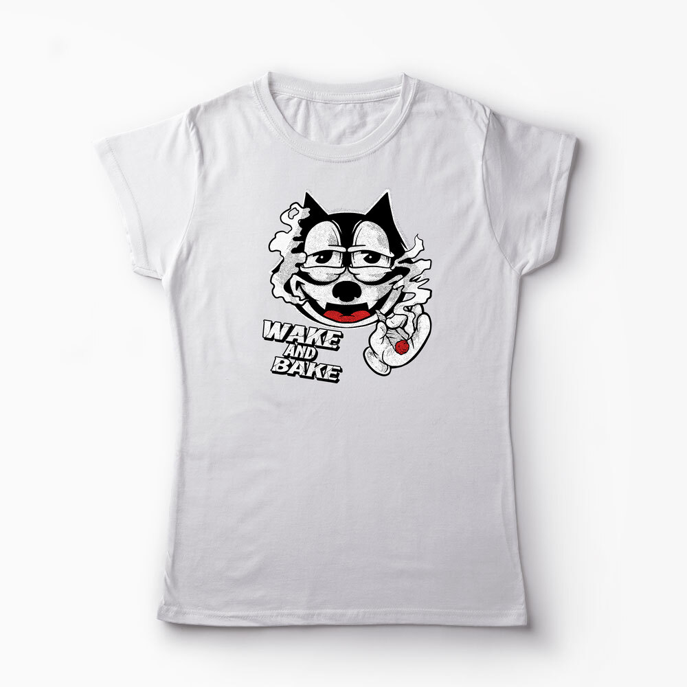 Tricou Personalizat Wake And Bake High - Femei-Alb