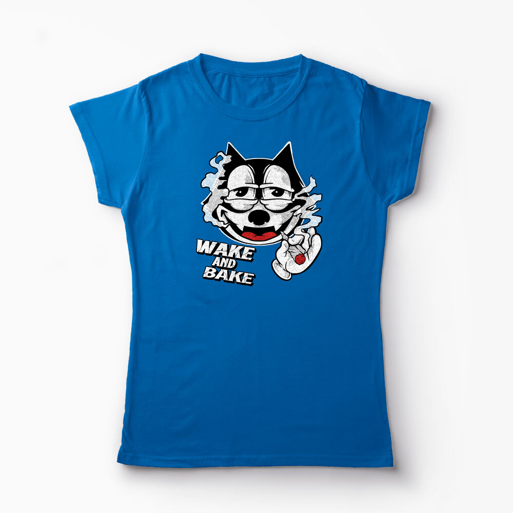 Tricou Personalizat Wake And Bake High - Femei-Albastru Regal