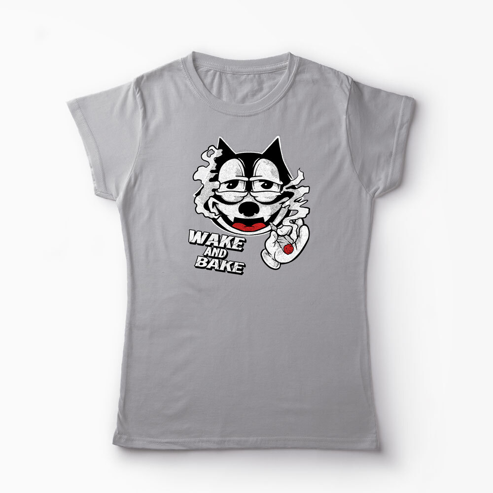 Tricou Personalizat Wake And Bake High - Femei-Gri