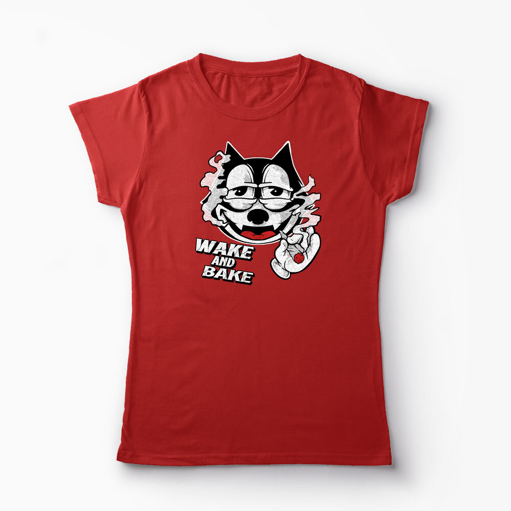 Tricou Personalizat Wake And Bake High - Femei-Roșu