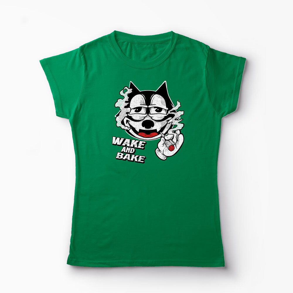 Tricou Personalizat Wake And Bake High - Femei-Verde
