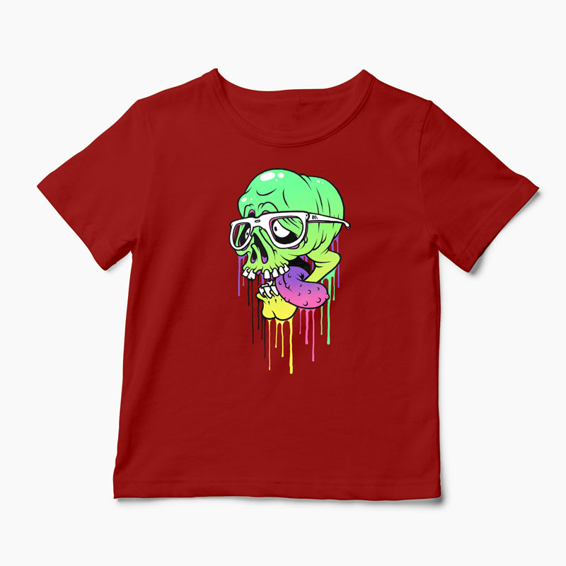 Tricou Personalizat Craniu Colorat  - Copii-Roșu