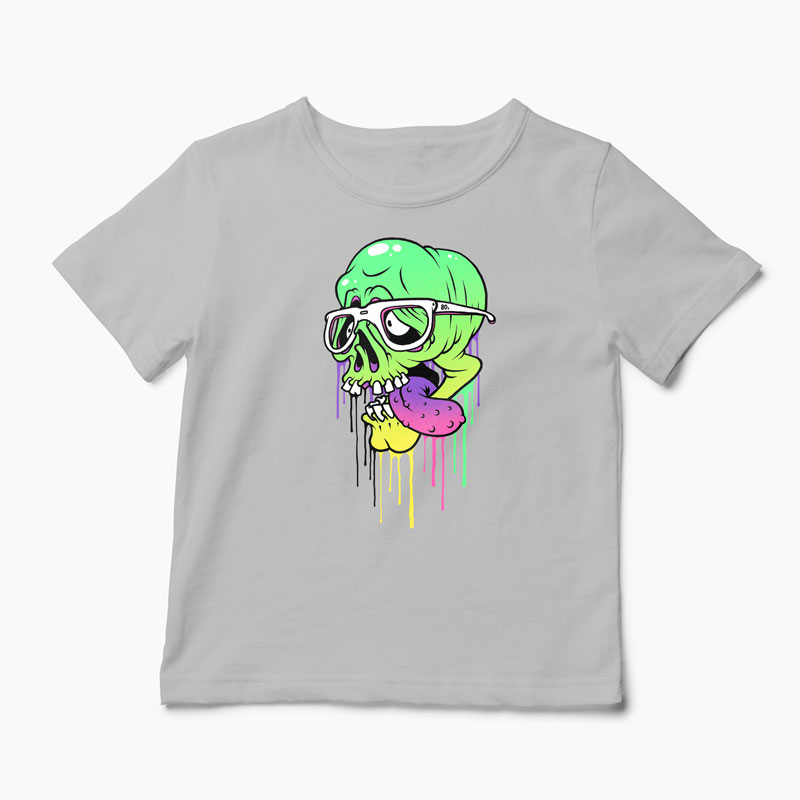 Tricou Personalizat Craniu Colorat  - Copii-Gri