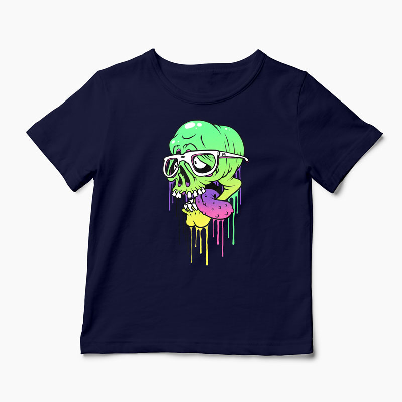 Tricou Personalizat Craniu Colorat  - Copii-Bleumarin