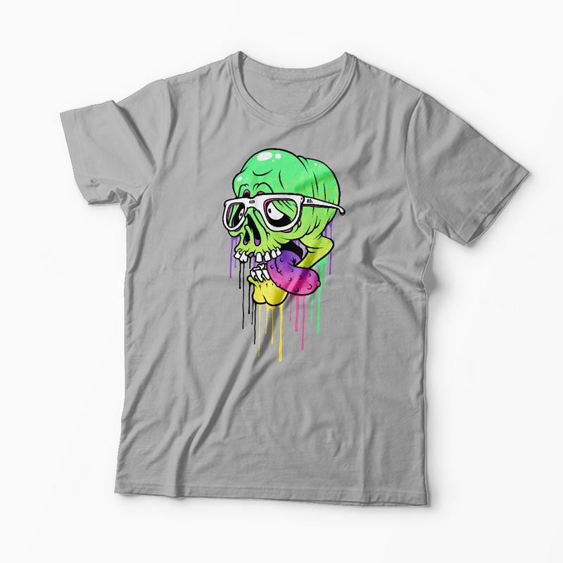 Tricou Personalizat Craniu Colorat  - Bărbați-Gri