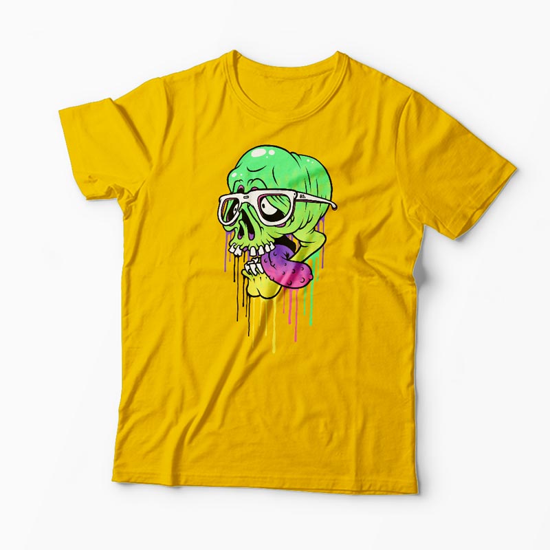 Tricou Personalizat Craniu Colorat  - Bărbați-Galben