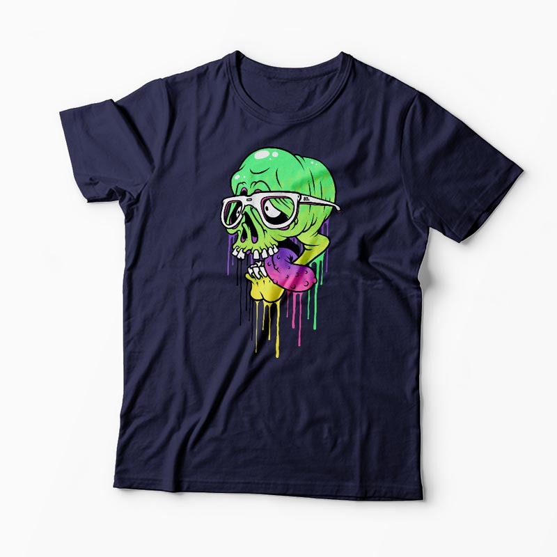 Tricou Personalizat Craniu Colorat  - Bărbați-Bleumarin