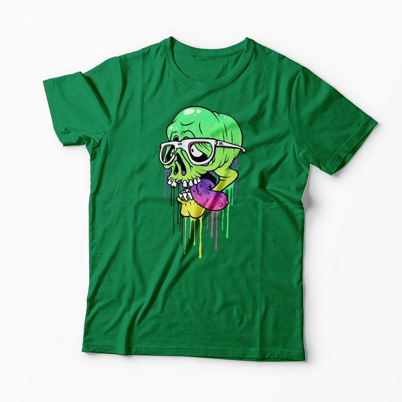 Tricou Personalizat Craniu Colorat  - Bărbați-Verde