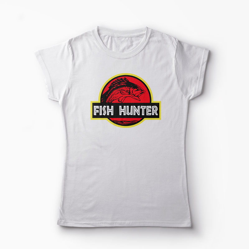 Tricou Pescar - Vânător de Pești - Femei-Alb