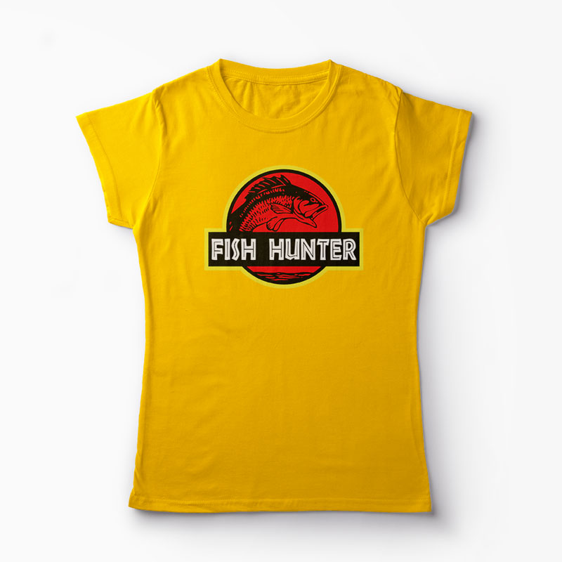 Tricou Pescar - Vânător de Pești - Femei-Galben