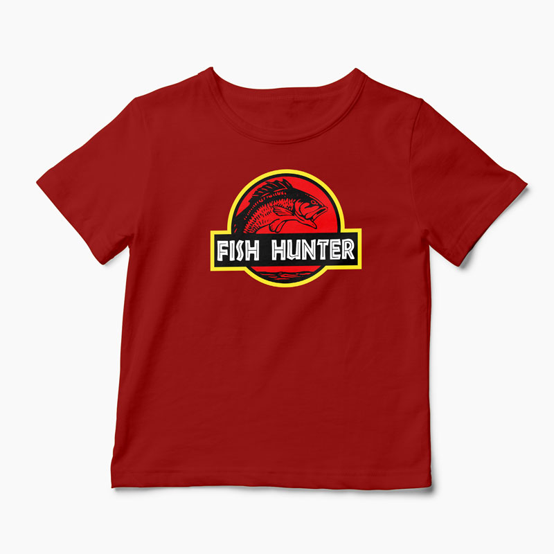 Tricou Pescar - Vânător de Pești - Copii-Roșu