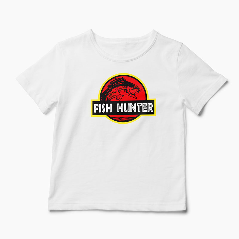 Tricou Pescar - Vânător de Pești - Copii-Alb