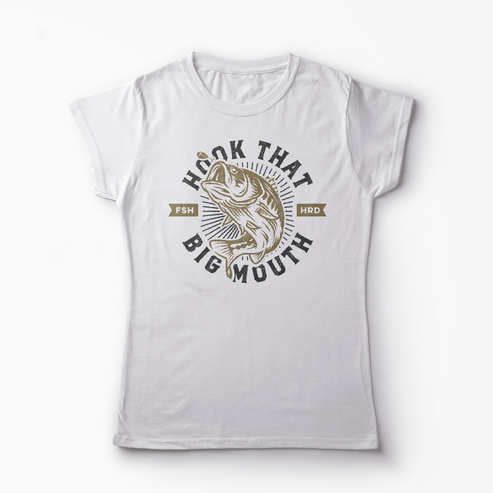 Tricou Pescuit - Hook That Big Mouth - Femei-Alb