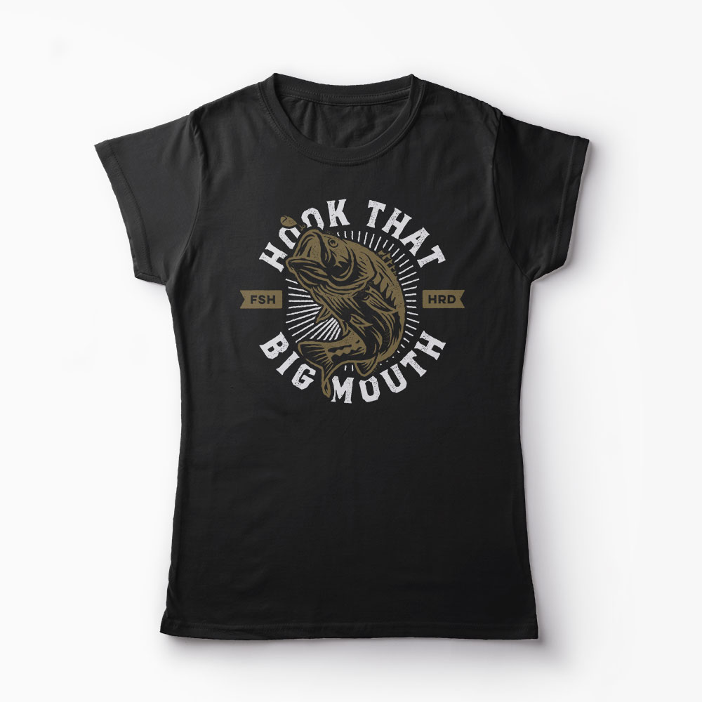 Tricou Pescuit - Hook That Big Mouth - Femei-Negru