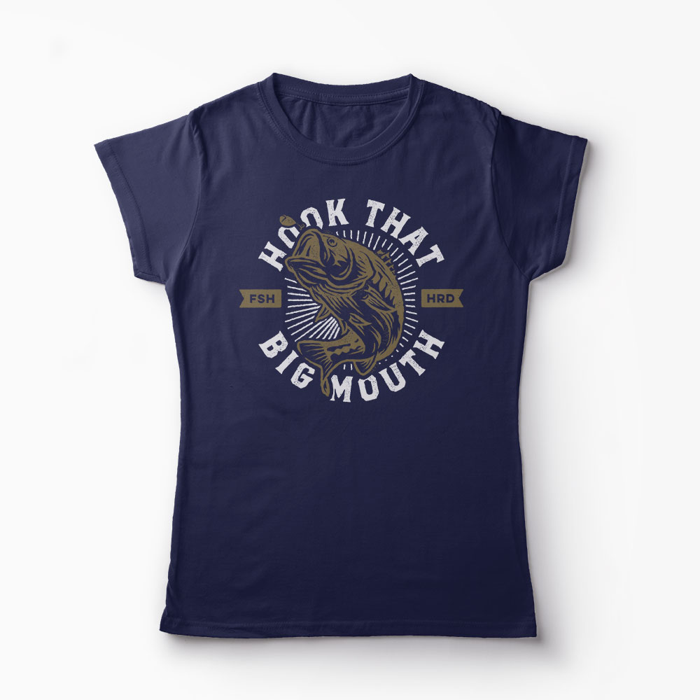 Tricou Pescuit - Hook That Big Mouth - Femei-Bleumarin