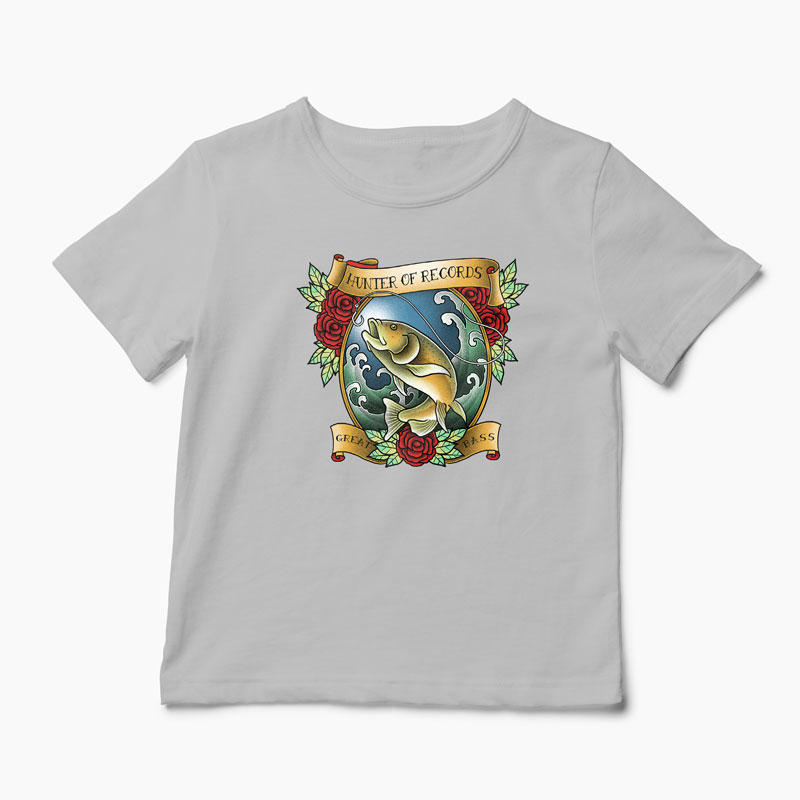 Tricou Pescuit - Vânător de Recorduri - Copii-Gri