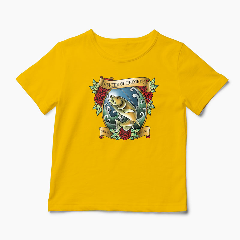 Tricou Pescuit - Vânător de Recorduri - Copii-Galben