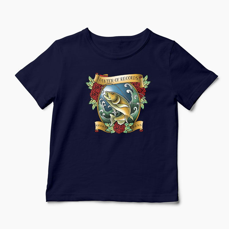 Tricou Pescuit - Vânător de Recorduri - Copii-Bleumarin