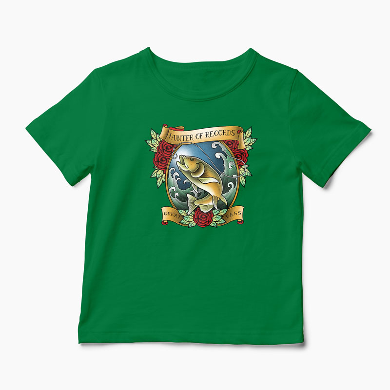 Tricou Pescuit - Vânător de Recorduri - Copii-Verde