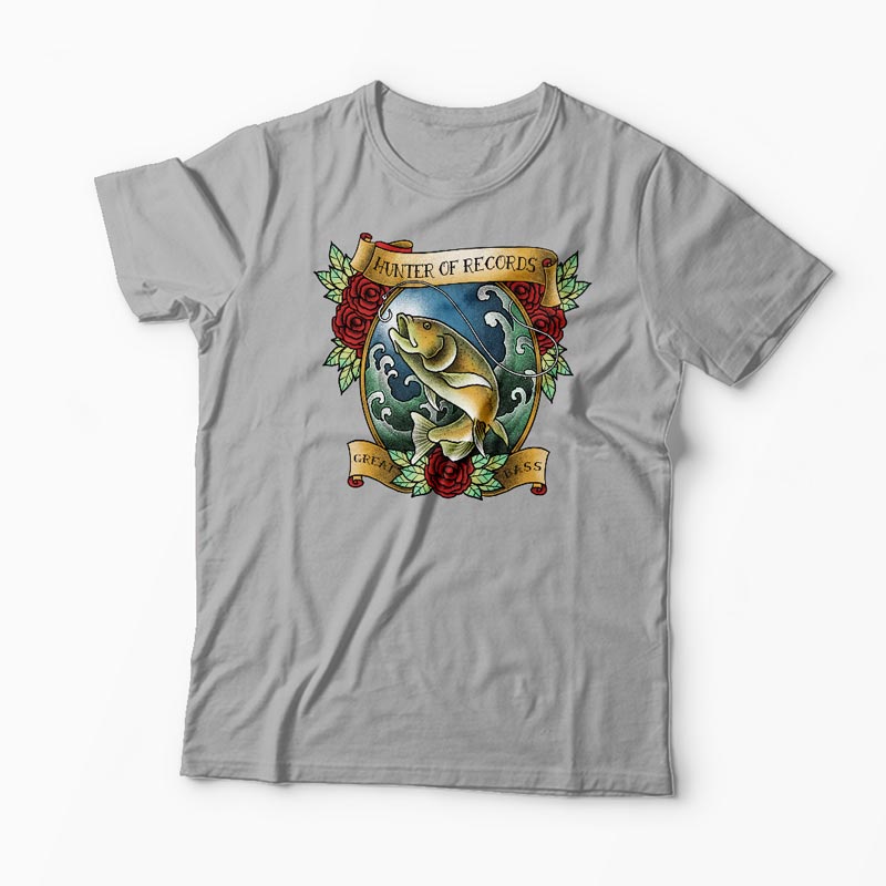 Tricou Pescuit - Vânător de Recorduri - Bărbați-Gri