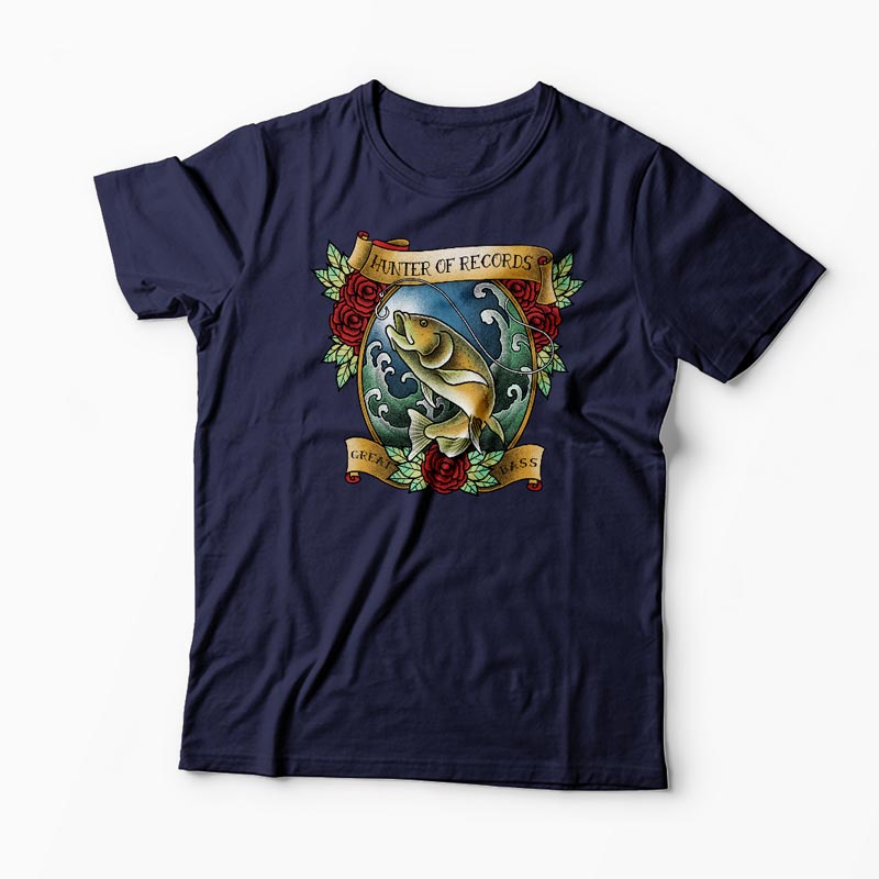 Tricou Pescuit - Vânător de Recorduri - Bărbați-Bleumarin