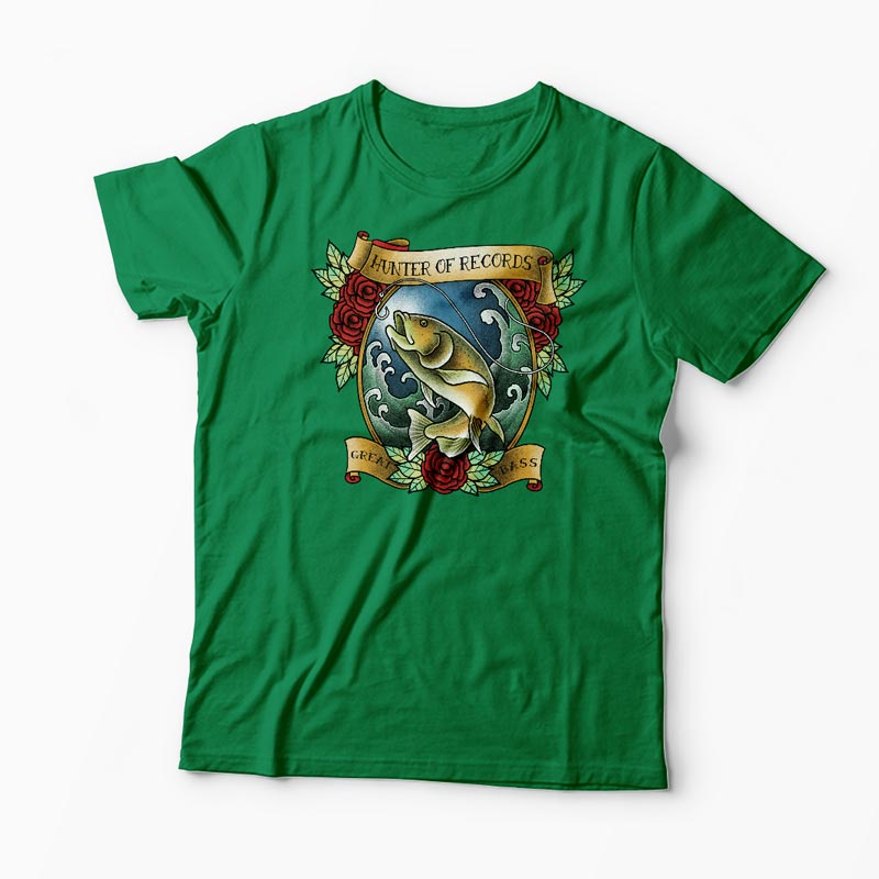 Tricou Pescuit - Vânător de Recorduri - Bărbați-Negru
