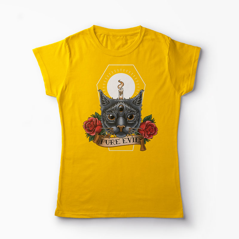 Tricou Pisica Pure Evil - Femei-Galben