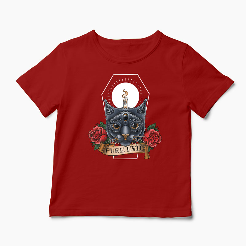 Tricou Pisica Pure Evil - Copii-Roșu