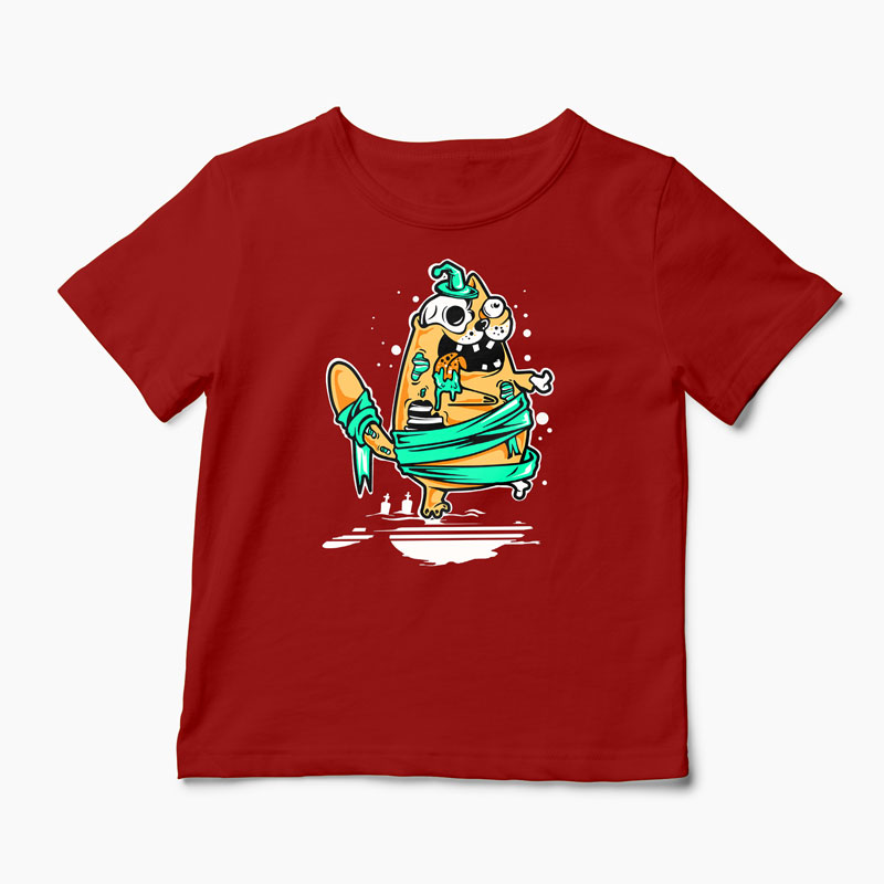 Tricou Pisică Zombi - Copii-Roșu