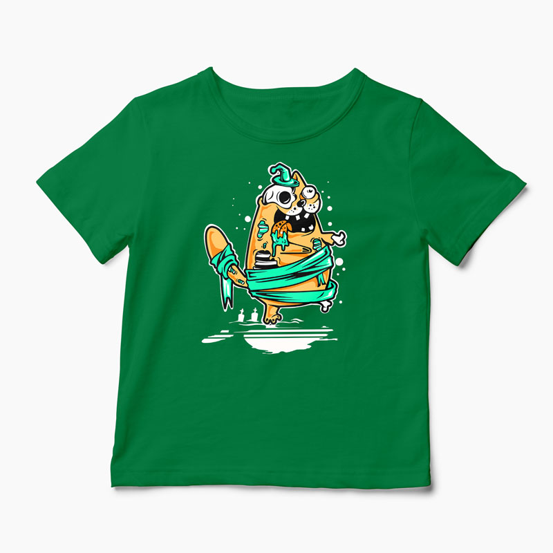 Tricou Pisică Zombi - Copii-Verde