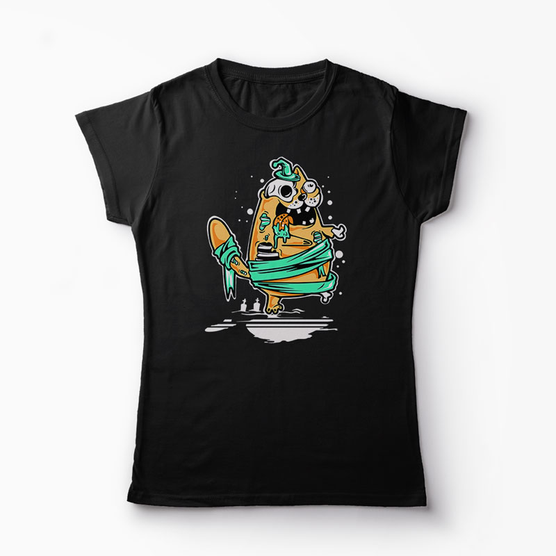 Tricou Pisică Zombi - Femei-Negru