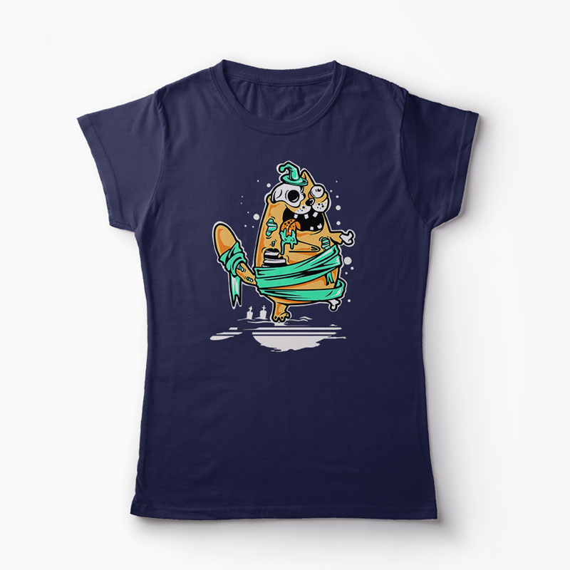 Tricou Pisică Zombi - Femei-Bleumarin