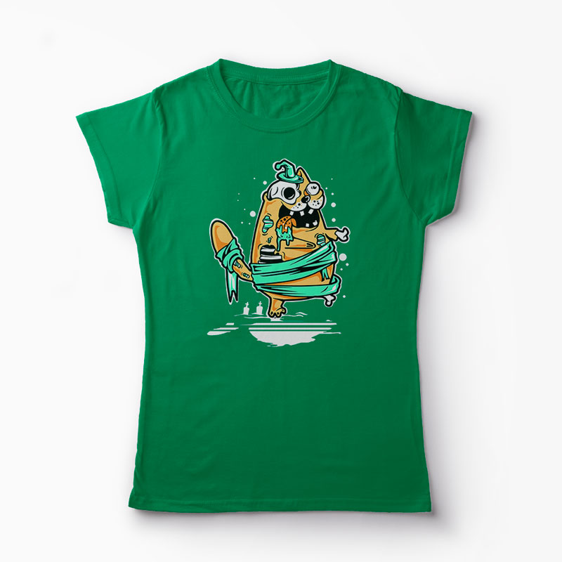 Tricou Pisică Zombi - Femei-Verde