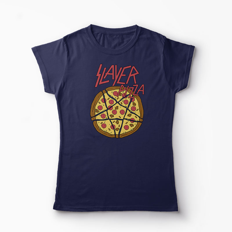 Tricou Pizza Slayer - Femei-Bleumarin