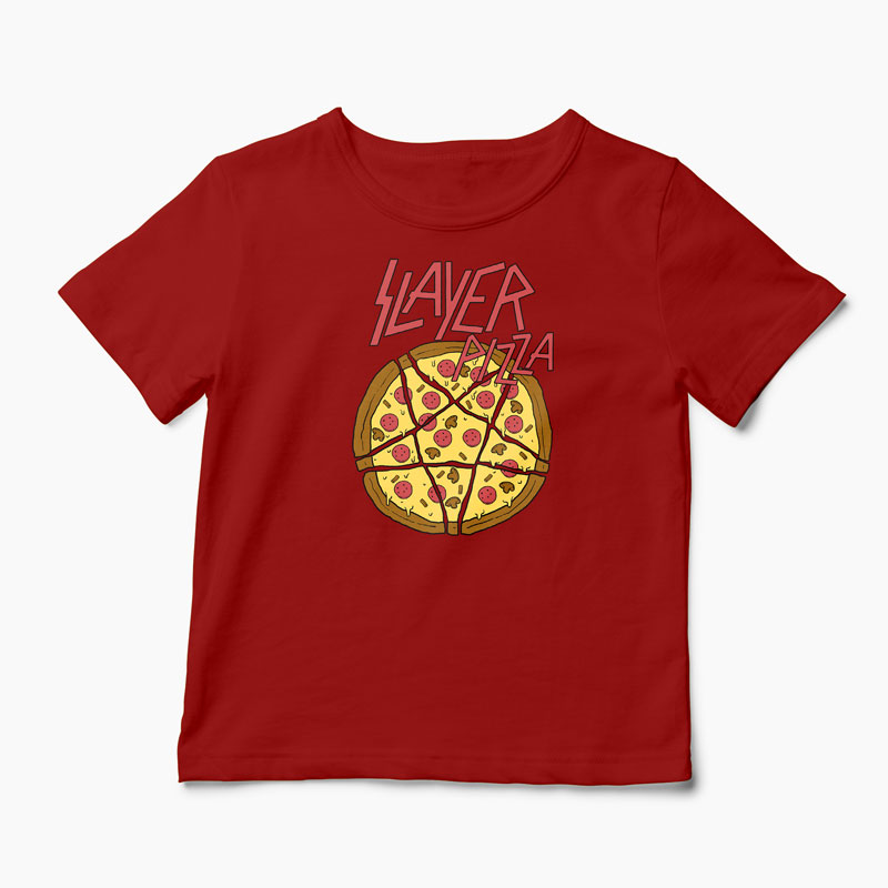 Tricou Pizza Slayer - Copii-Roșu