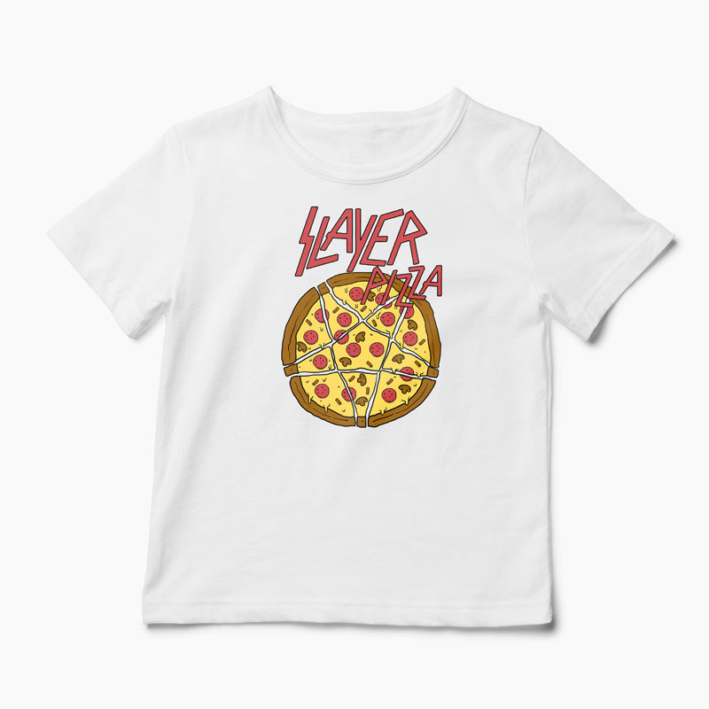 Tricou Pizza Slayer - Copii-Alb