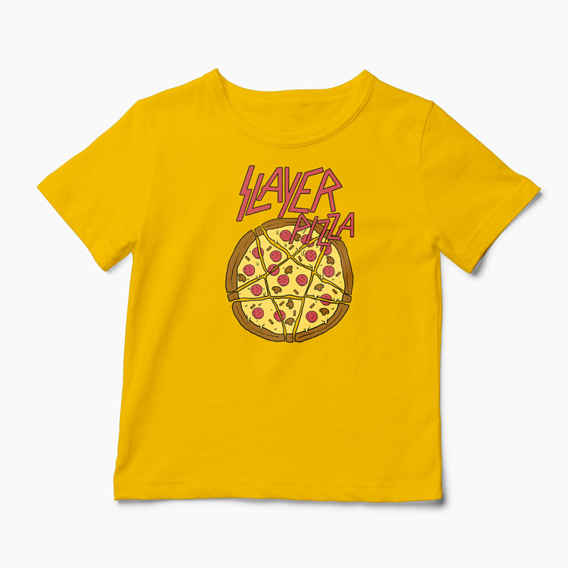 Tricou Pizza Slayer - Copii-Galben