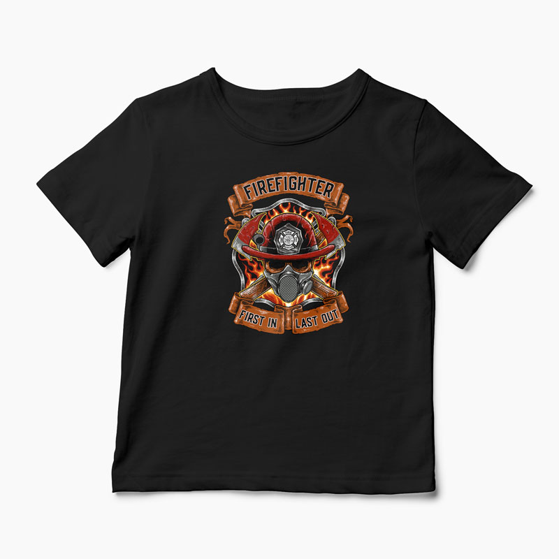Tricou Pompier - Copii-Negru