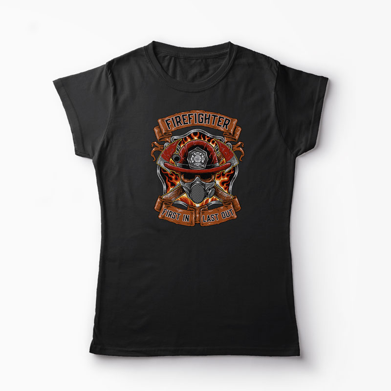 Tricou Pompier - Femei-Negru
