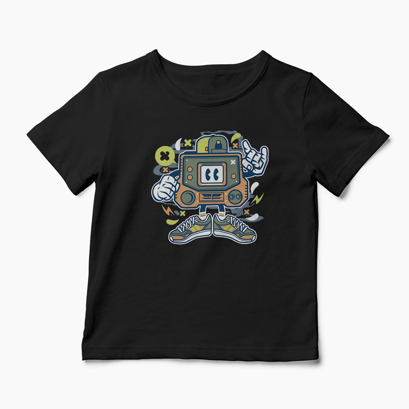 Tricou Retro Gamer - Copii-Negru