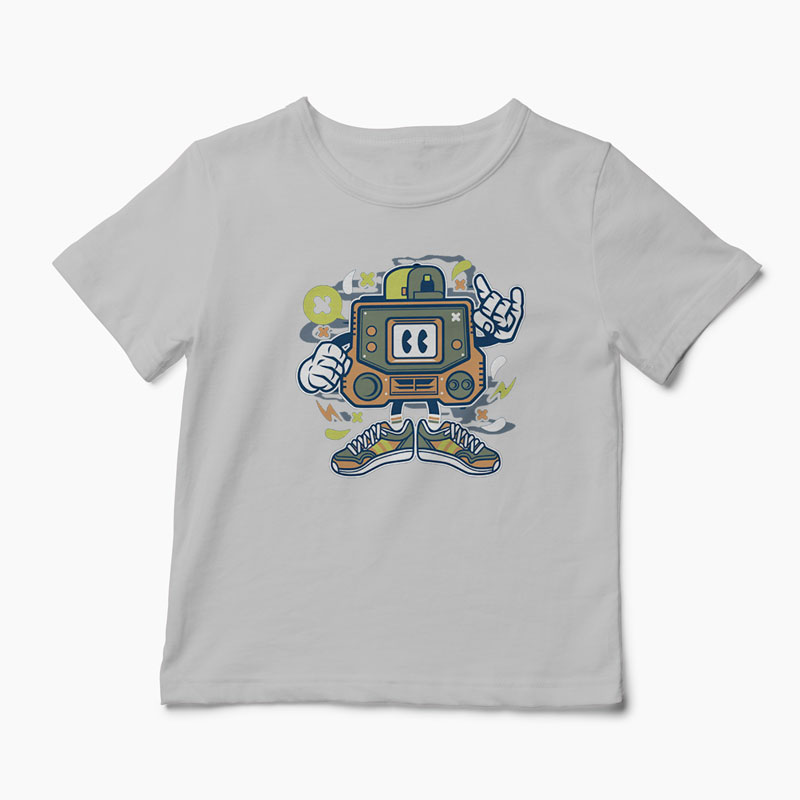 Tricou Retro Gamer - Copii-Gri