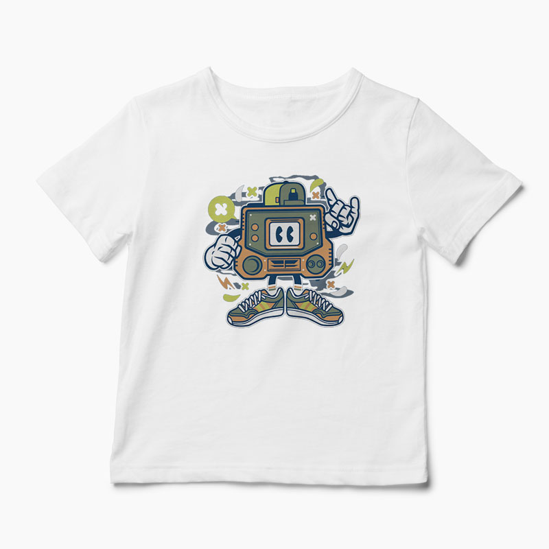 Tricou Retro Gamer - Copii-Alb