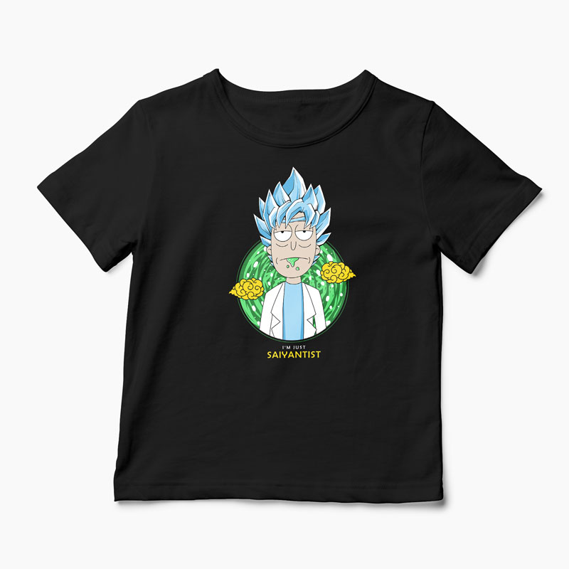 Tricou Rick Sanchez - I'm Just Saiyantist - Copii-Negru