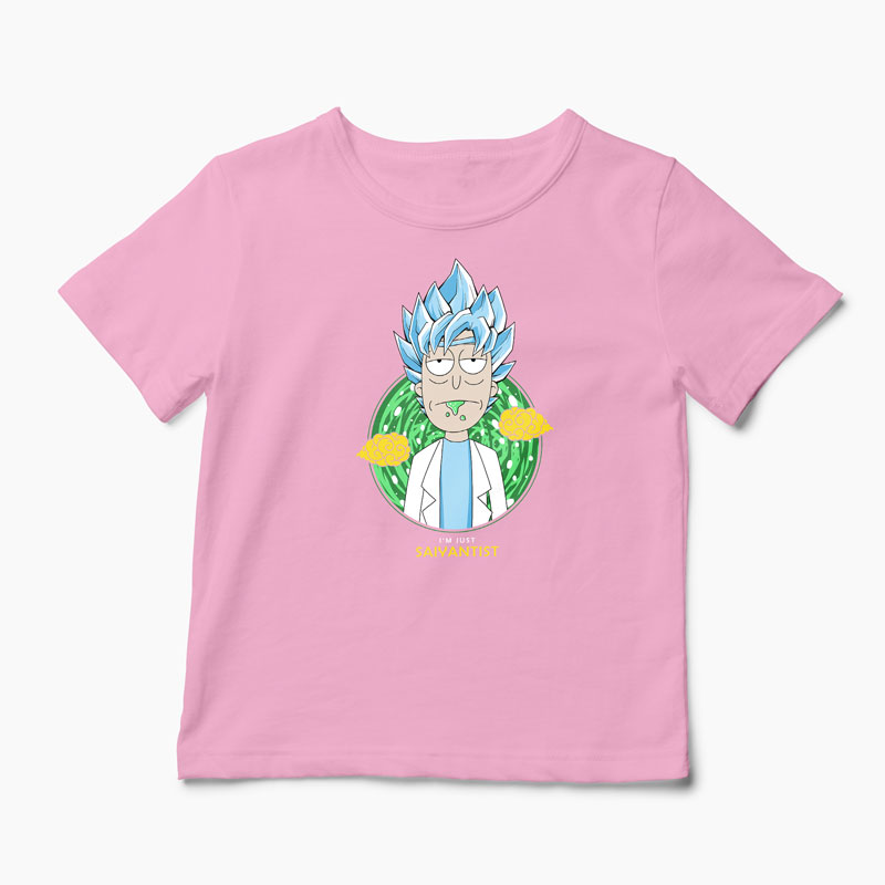 Tricou Rick Sanchez - I'm Just Saiyantist - Copii-Roz