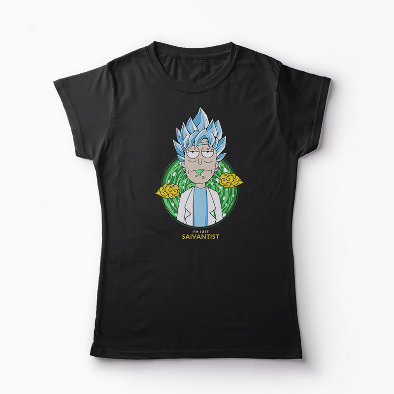 Tricou Rick Sanchez - I'm Just Saiyantist - Femei-Negru