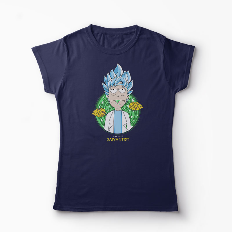 Tricou Rick Sanchez - I'm Just Saiyantist - Femei-Bleumarin